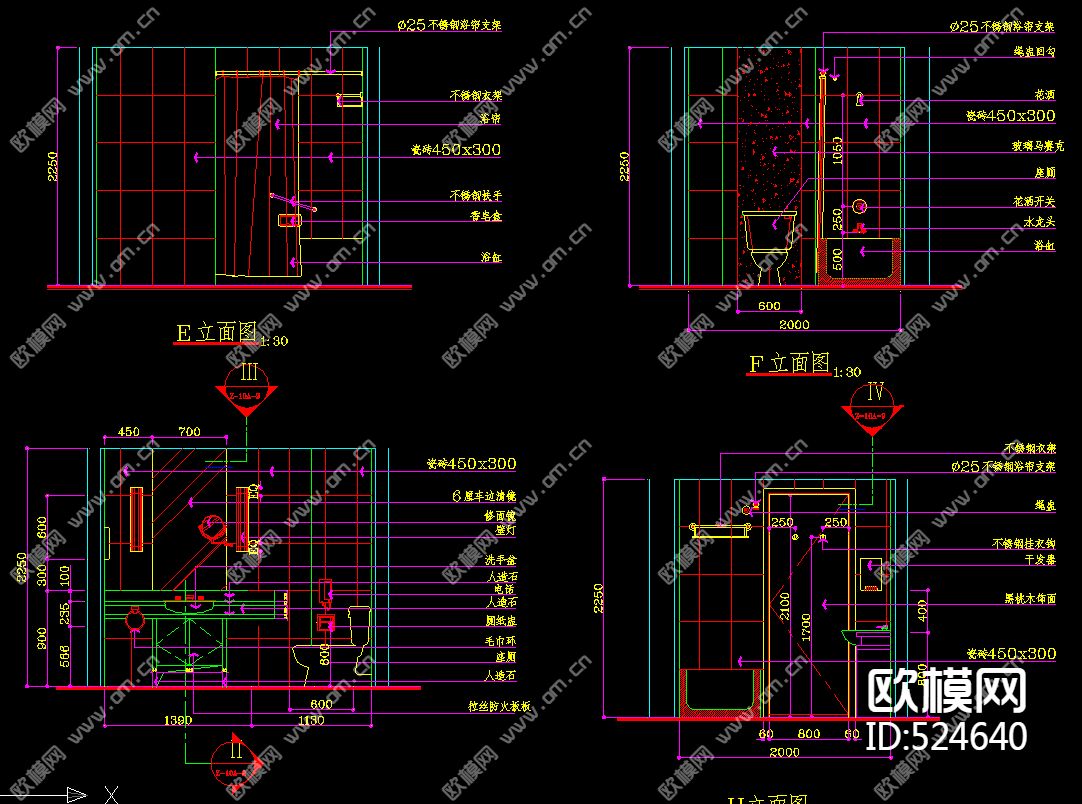 四星级酒店标间施工图下载（渲染图2）