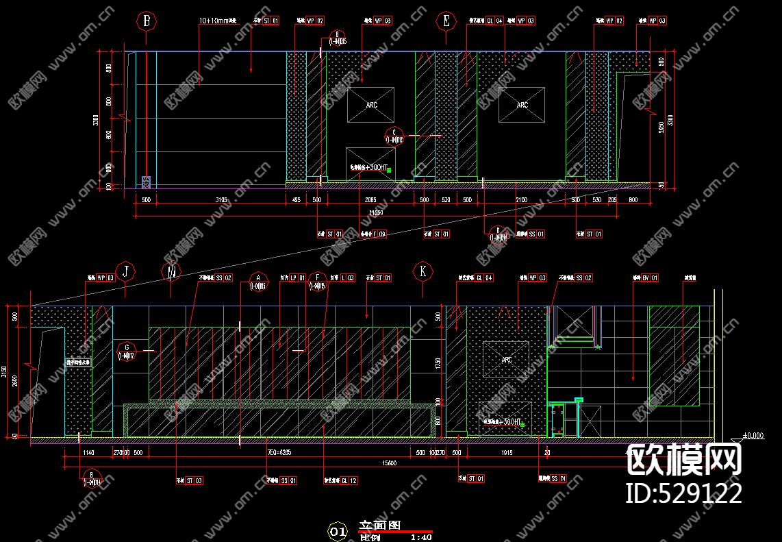 旅游酒店西餐厅装饰施工图下载（渲染图2）
