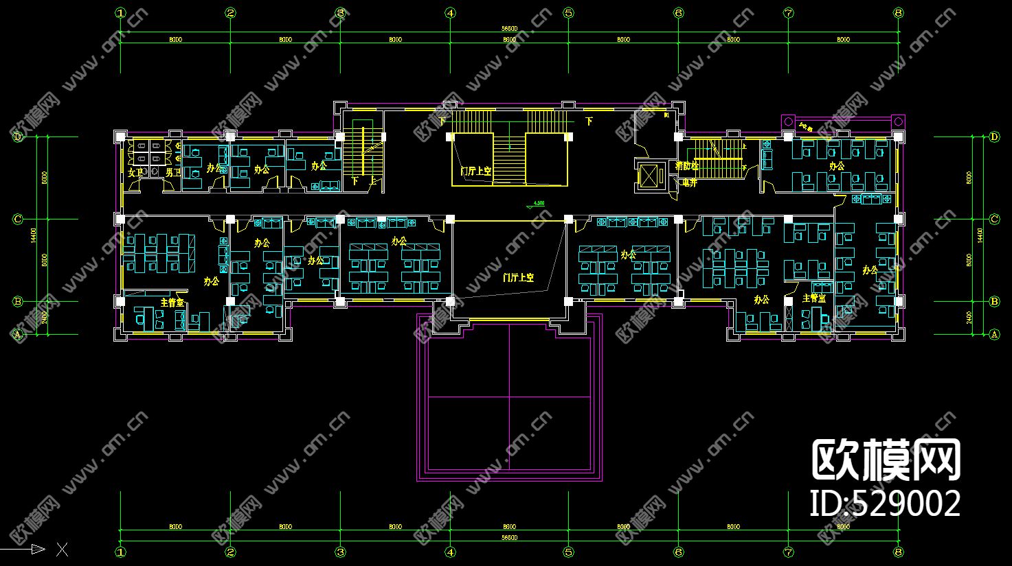 六层办公楼装饰施工图下载（渲染图4）