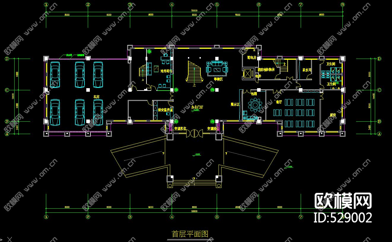 六层办公楼装饰施工图下载（渲染图3）