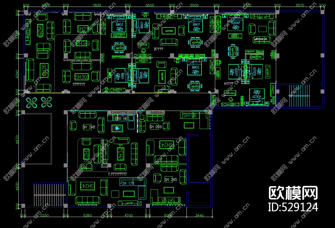 两层家具卖场装饰施工图下载（渲染图1）