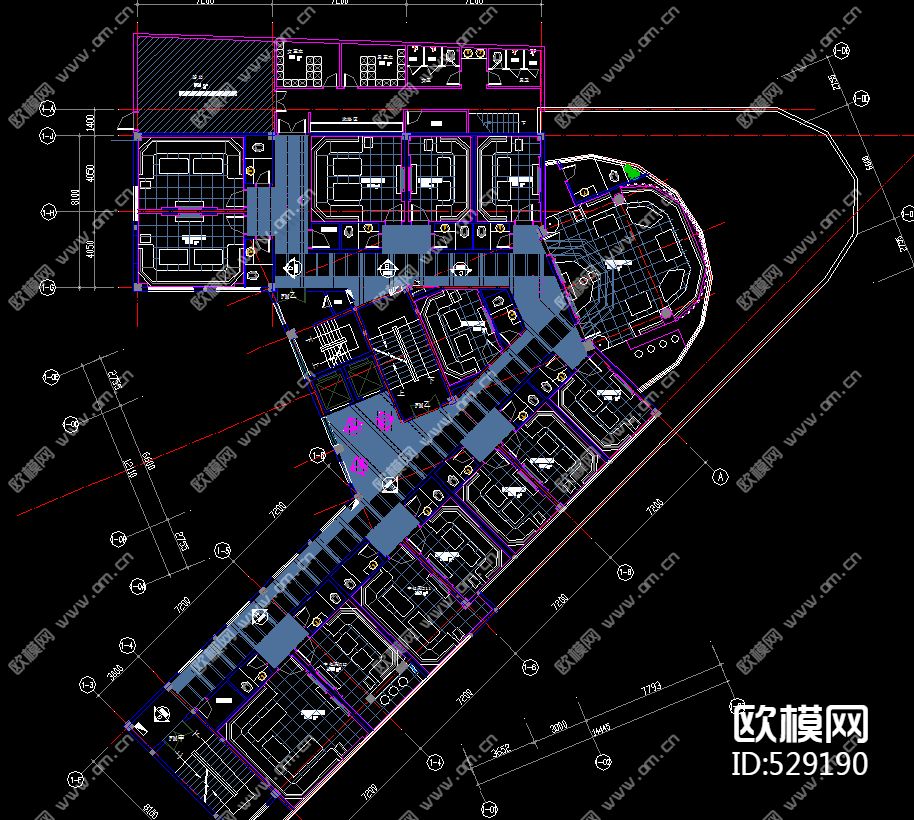 六层大型自助式KTV装饰施工图下载（渲染图1）