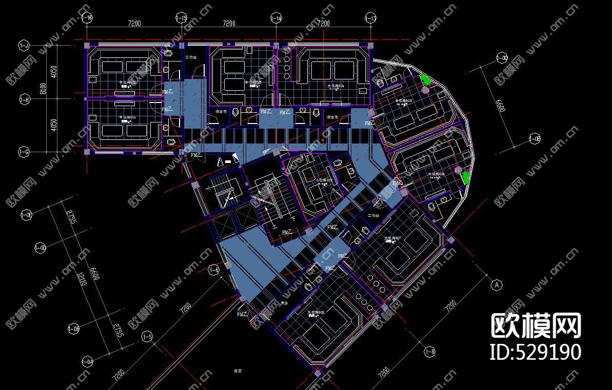 六层大型自助式KTV装饰施工图下载（渲染图2）
