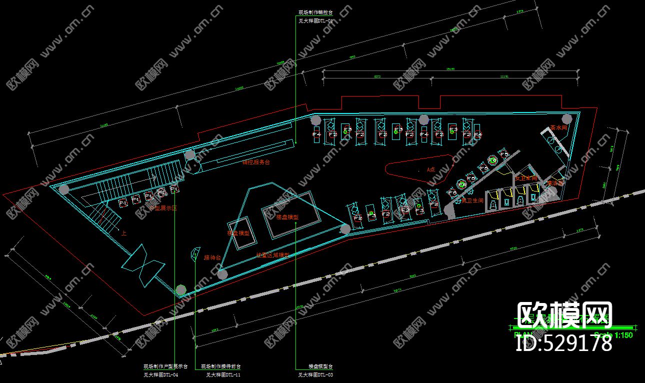 二层售楼处装饰施工图下载（渲染图1）