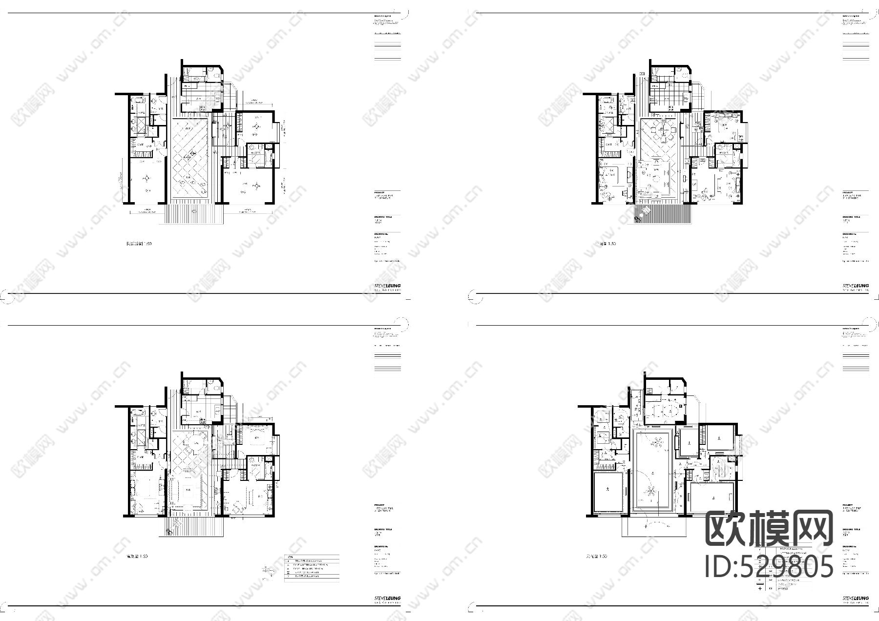 梁志天-上海東方曼克(東地塊) 第二座六號單位樣板房CAD施工图下载（渲染图3）