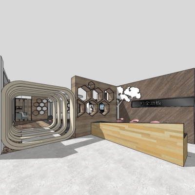  现代商业展厅su模型 