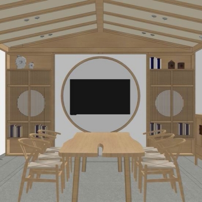  新中式接待室su模型 