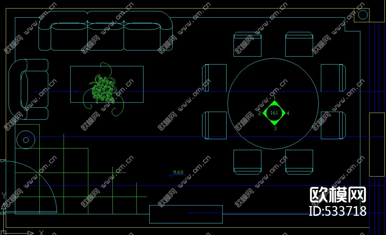 餐厅包厢装饰施工图下载（渲染图2）