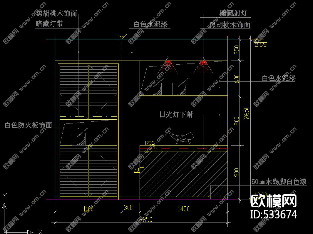 60个餐厅立面施工图下载（渲染图1）