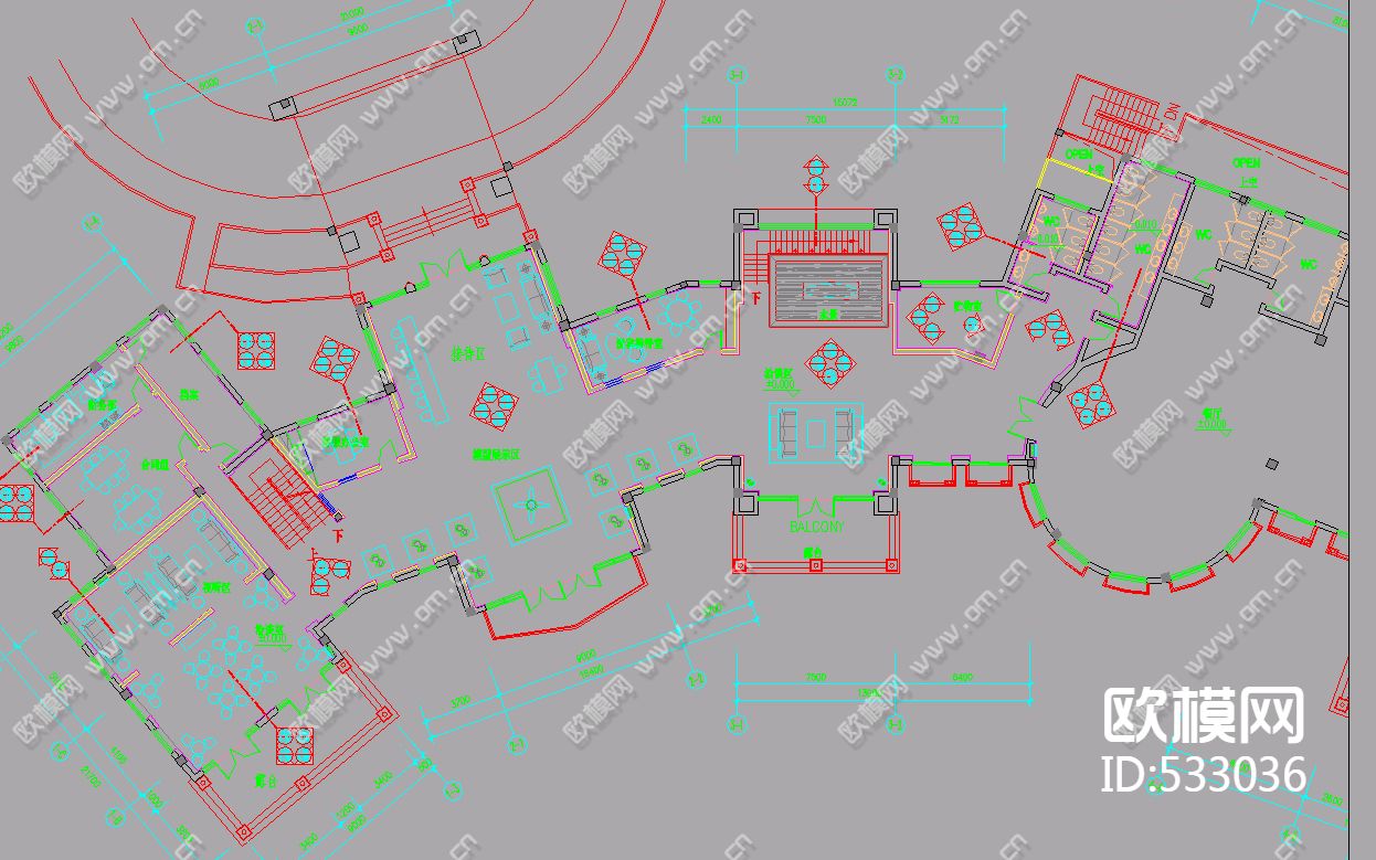 海岸会所装饰施工图下载（渲染图3）