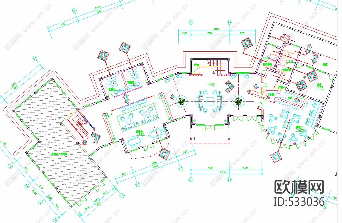 海岸会所装饰施工图下载（渲染图1）
