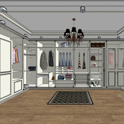  欧式衣帽间su模型 