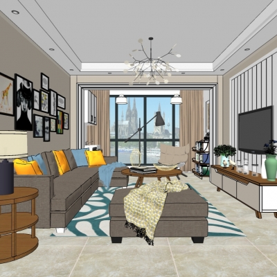 北欧客餐厅su模型