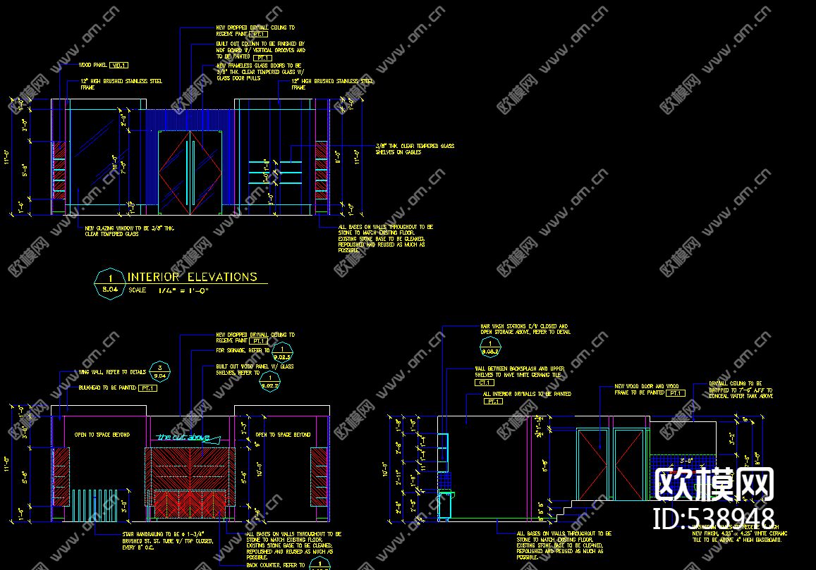 高级美容美发厅装饰施工图下载（渲染图3）