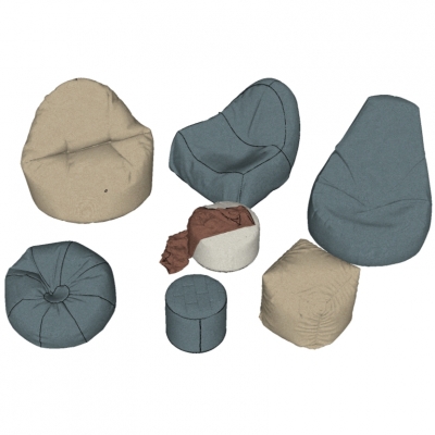  现代懒人沙发组合su模型 