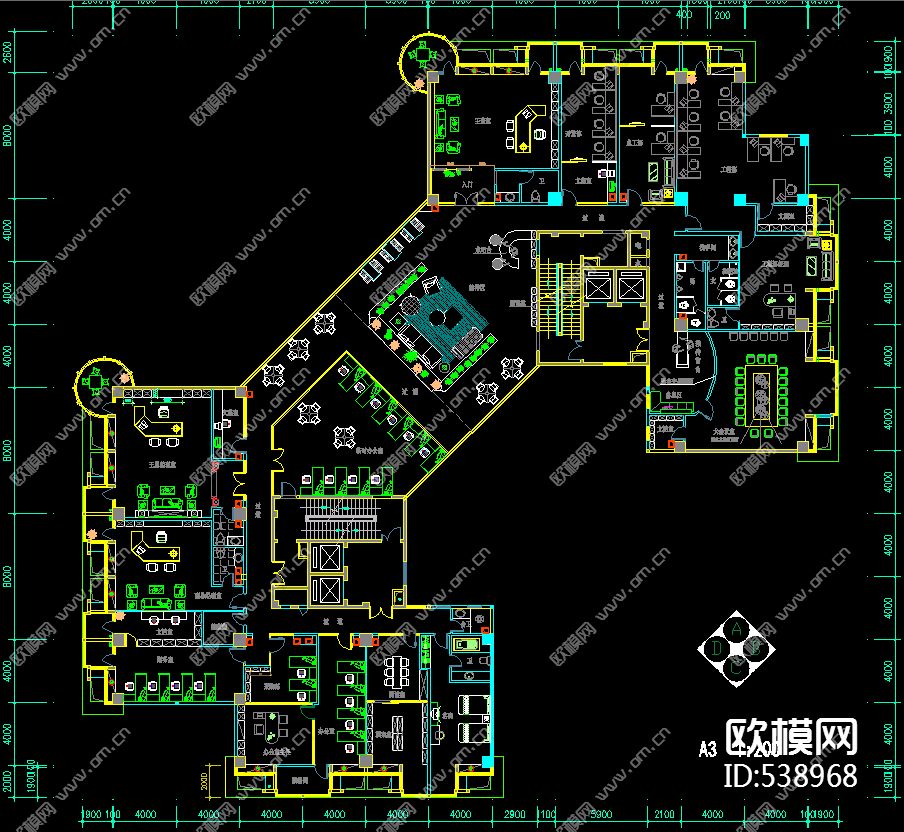 地产公司办公设计施工图下载（渲染图2）