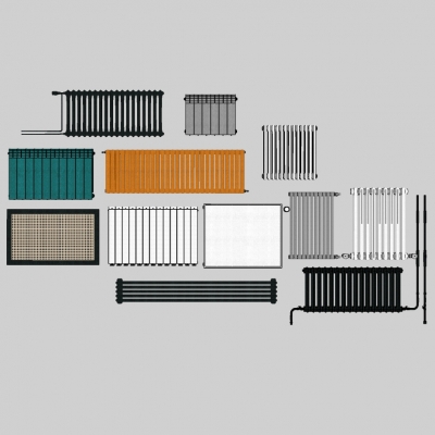  现代暖气片组合su模型 
