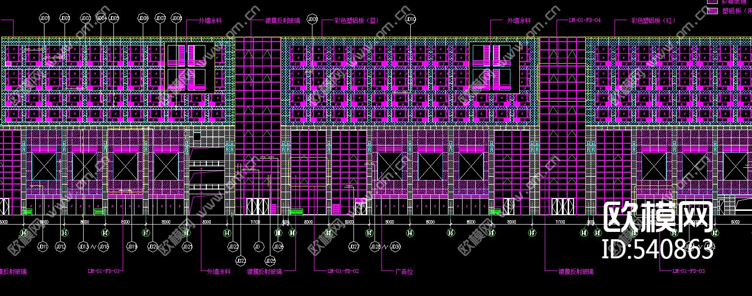 多层商住楼装修施工图下载（渲染图4）