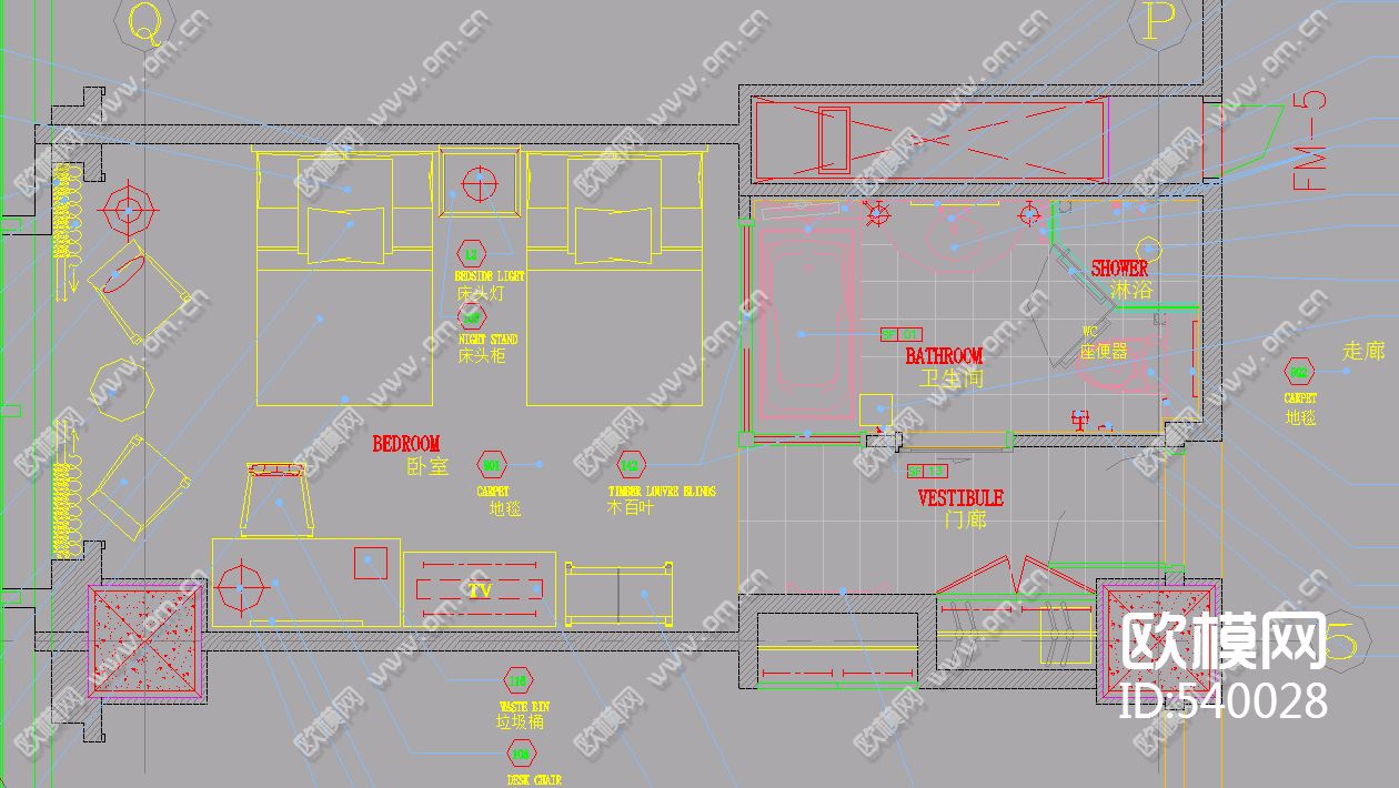 天津五星级酒店装修施工图下载（渲染图2）