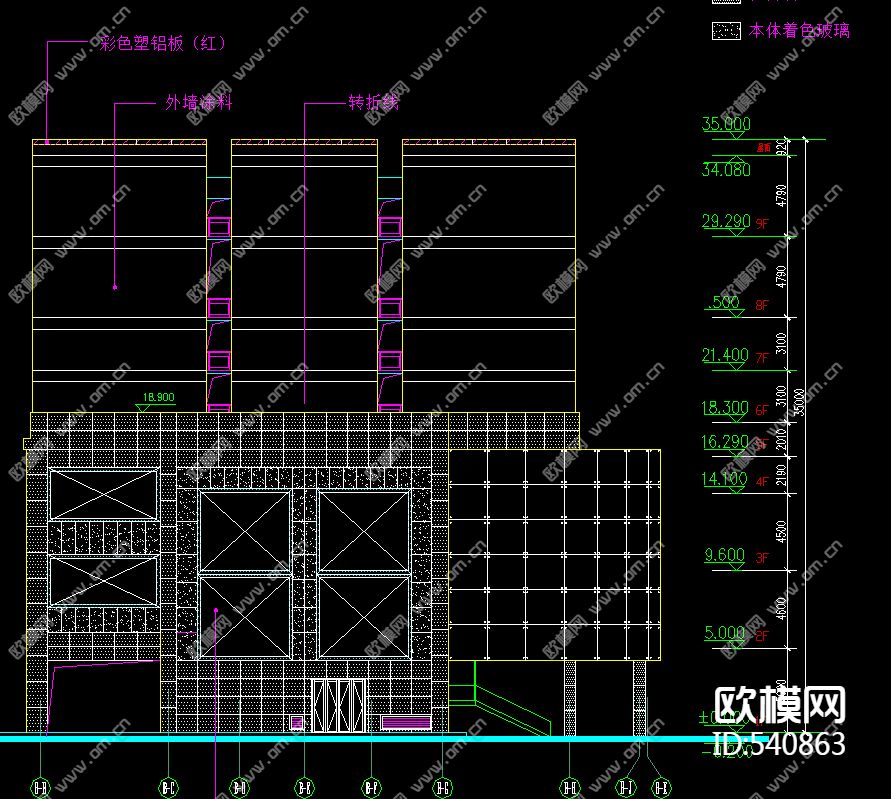 多层商住楼装修施工图下载（渲染图3）