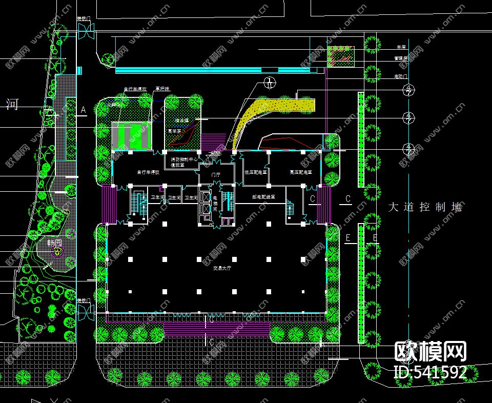红旗大厦装修施工图下载（渲染图3）