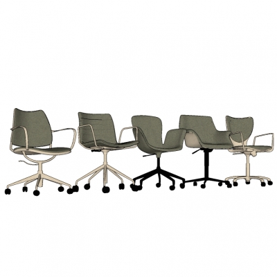  现代办公转椅组合su模型 