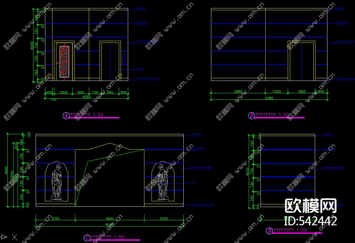 酒店一楼大厅装饰施工图下载（渲染图2）