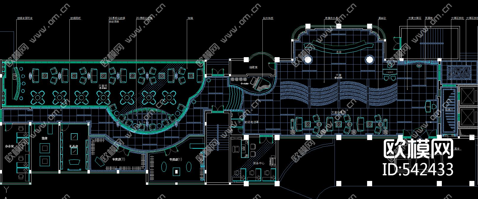 酒店大堂装修施工图下载（渲染图3）
