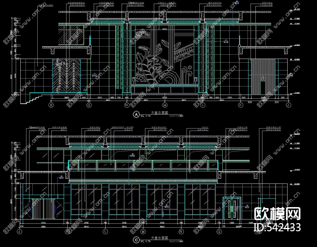 酒店大堂装修施工图下载（渲染图4）