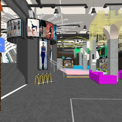  现代商场su模型 