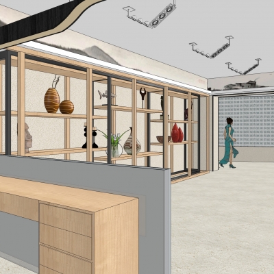  新中式珠宝展厅su模型 