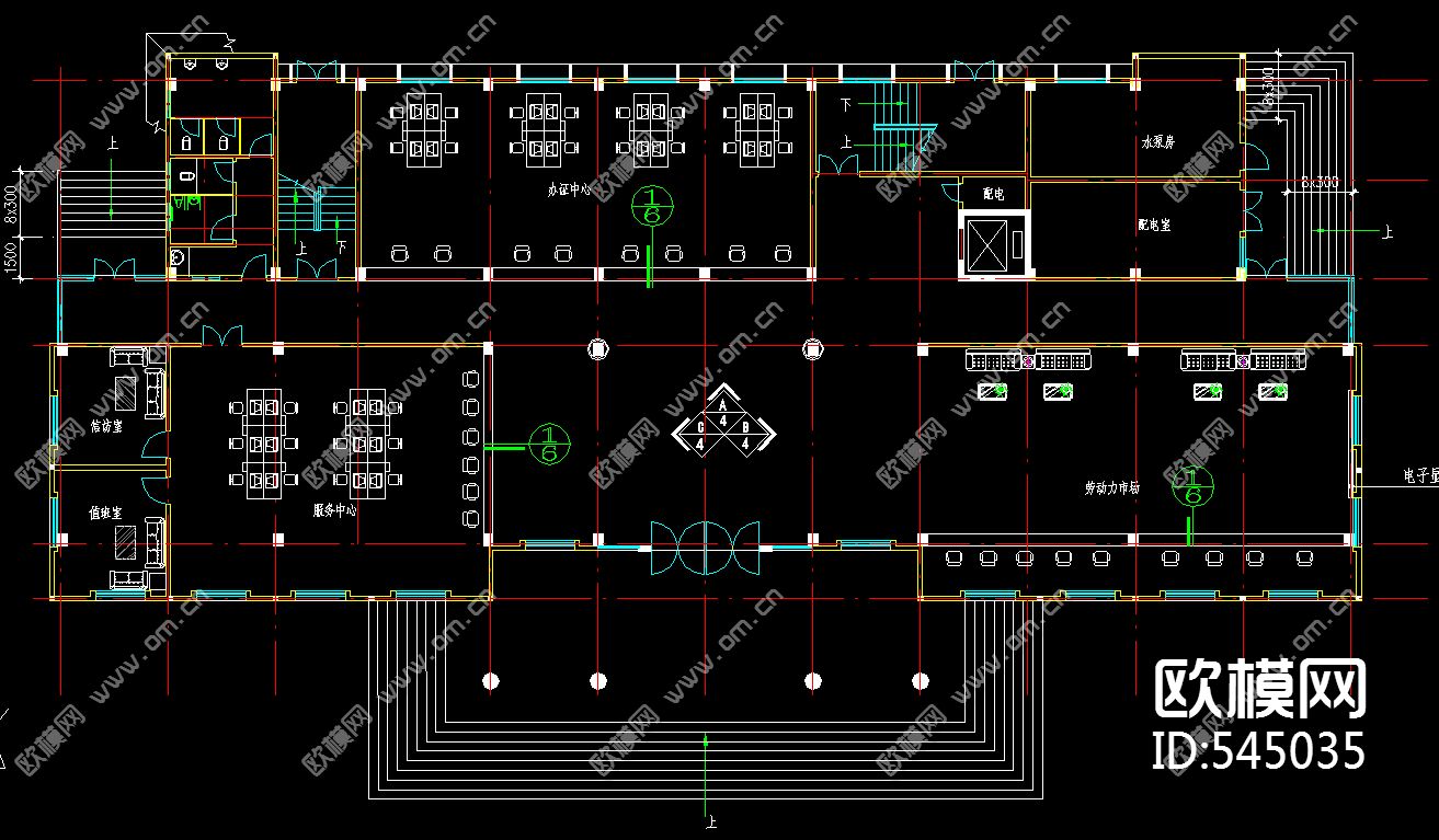 社保中心装修施工图下载（渲染图2）