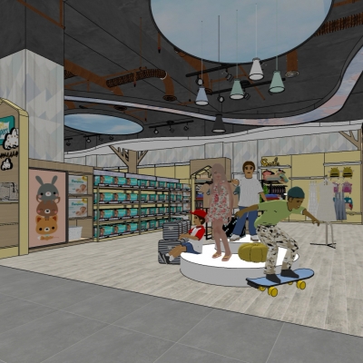  现代超市母婴区su模型 