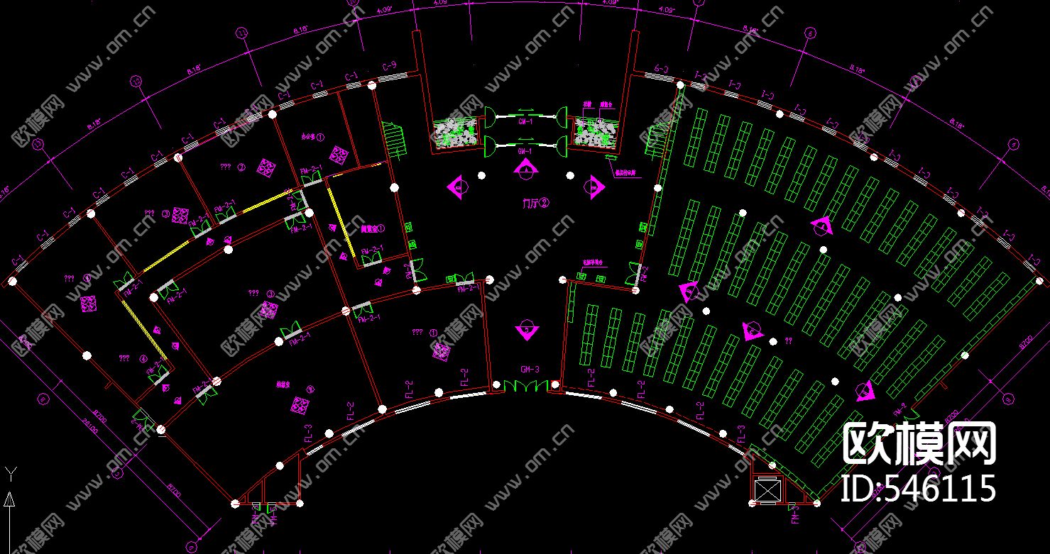 大学五层图书馆装修整套施工图下载（渲染图3）