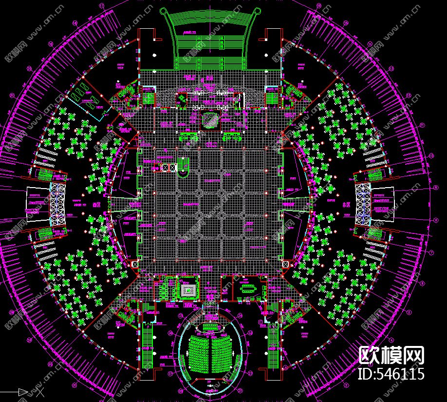 大学五层图书馆装修整套施工图下载（渲染图4）