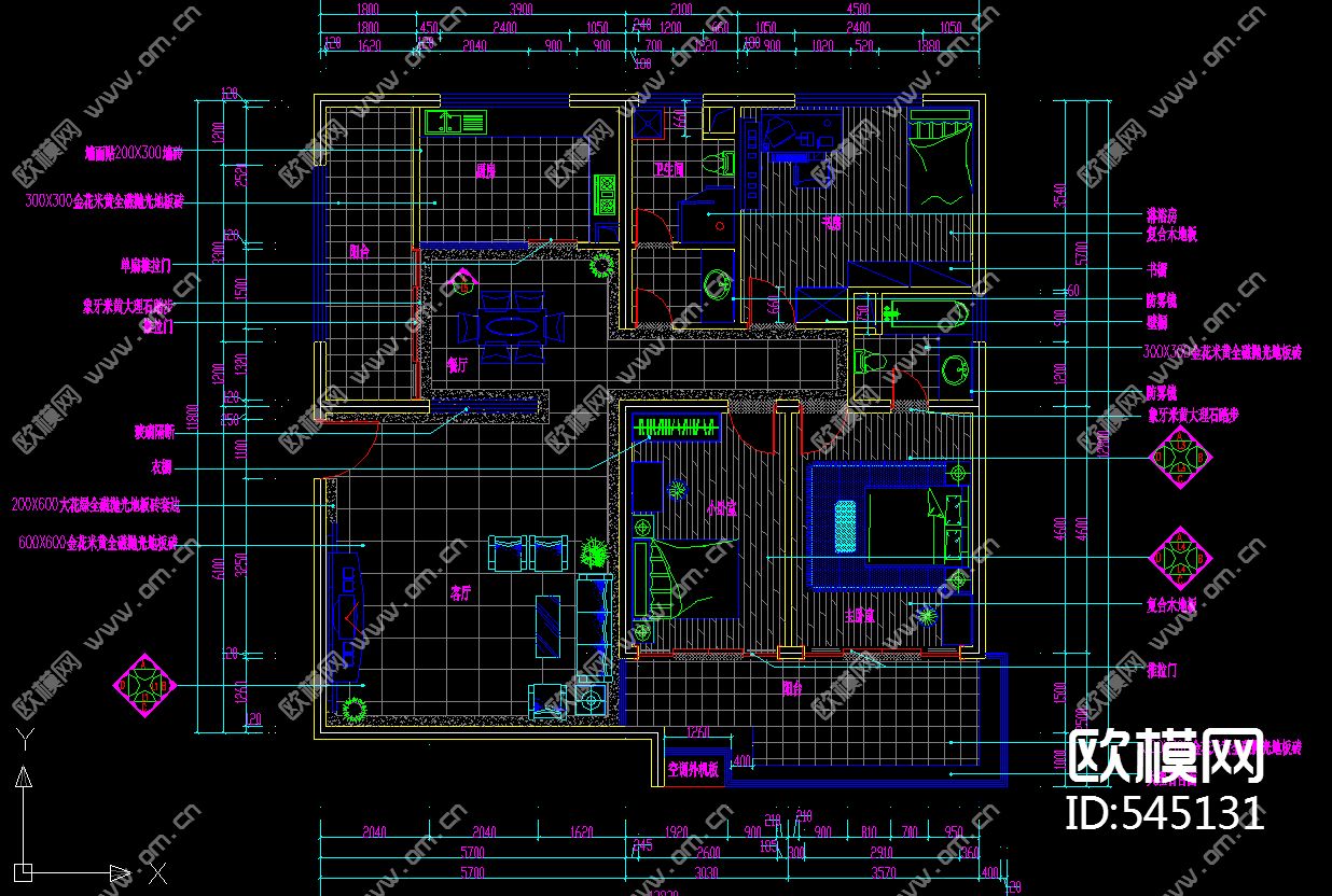 商住楼装饰施工图下载（渲染图2）