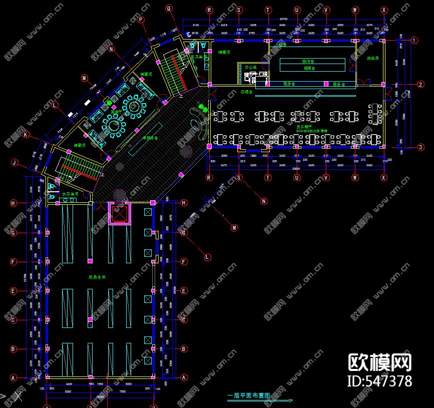 五层办公楼装修施工图下载（渲染图1）
