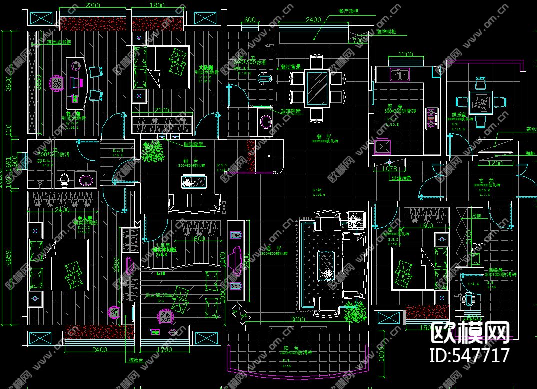 中式样板房装修施工图下载（渲染图4）