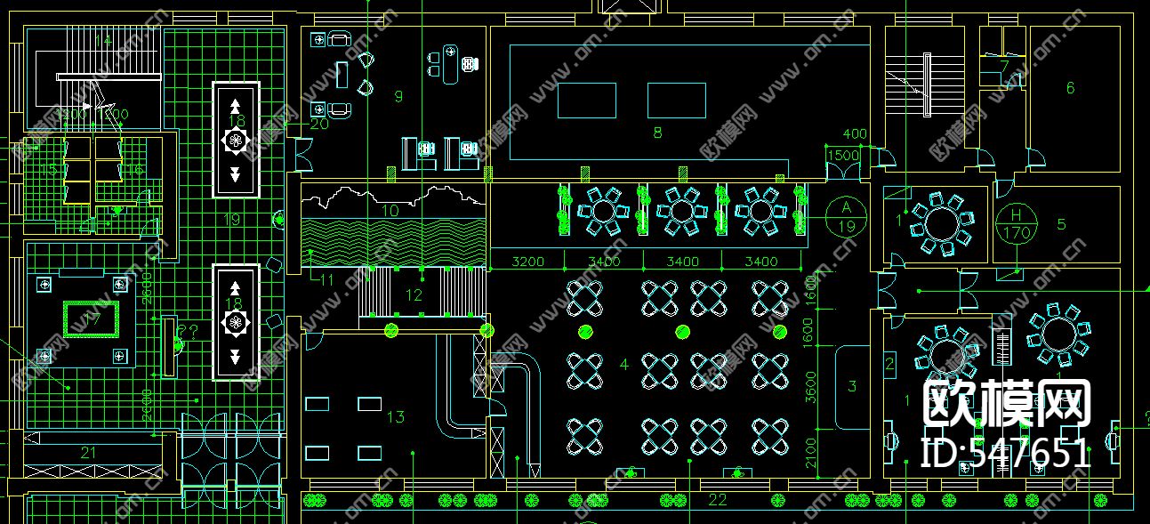 酒店中餐厅装修施工图下载（渲染图2）