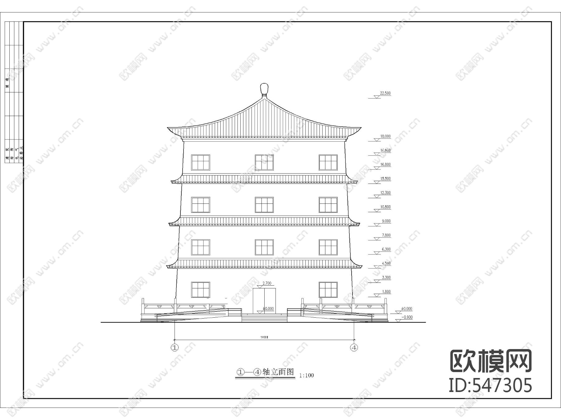 古建筑佛塔施工图下载（渲染图2）