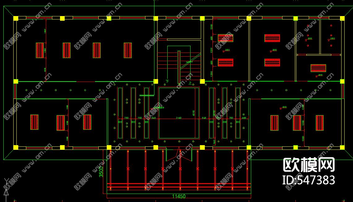 整层办公楼平面布置图下载（渲染图3）