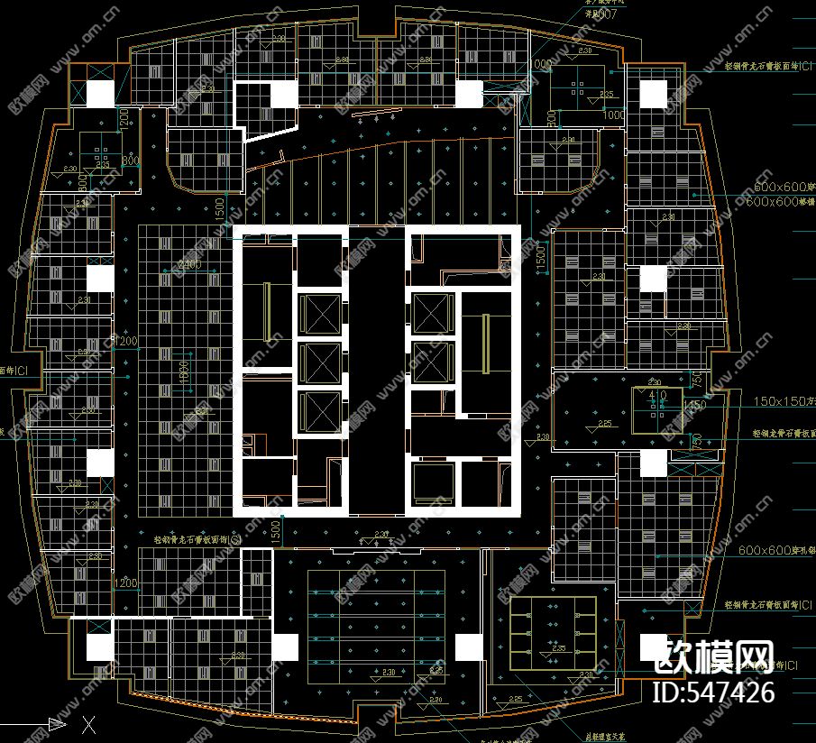 保险公司办公装修施工图下载（渲染图2）