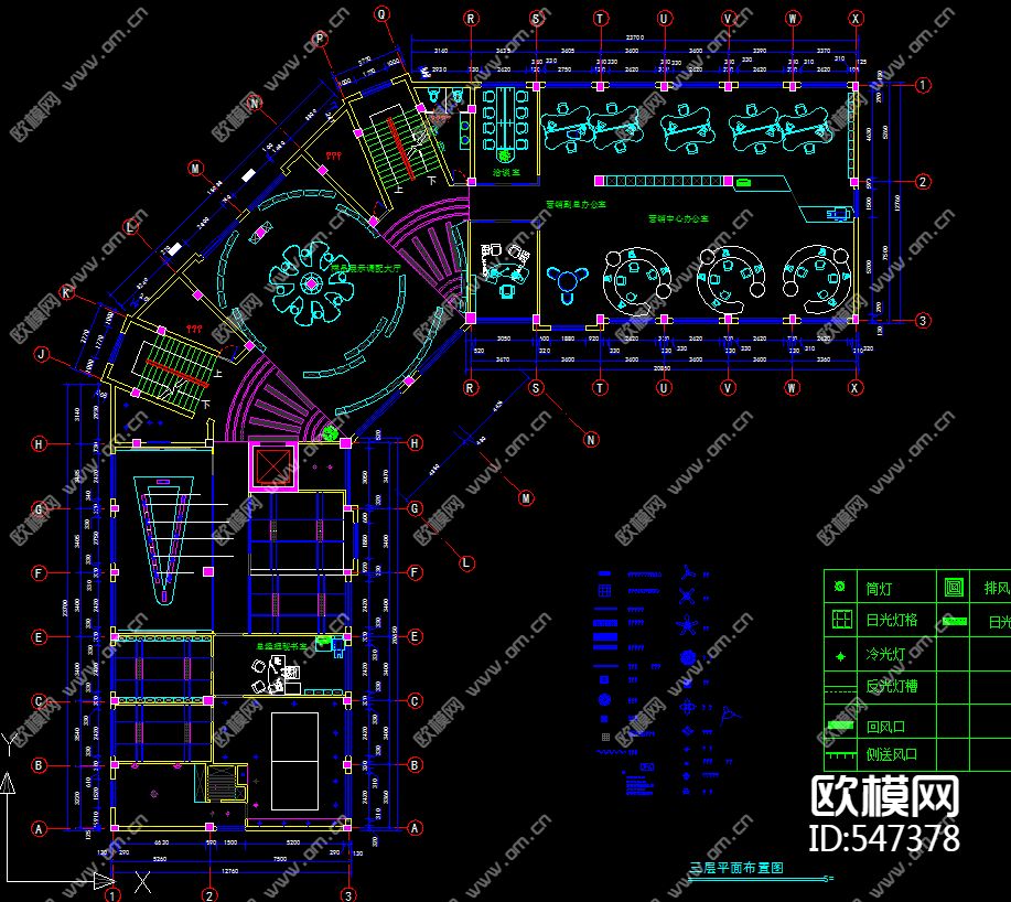 五层办公楼装修施工图下载（渲染图3）