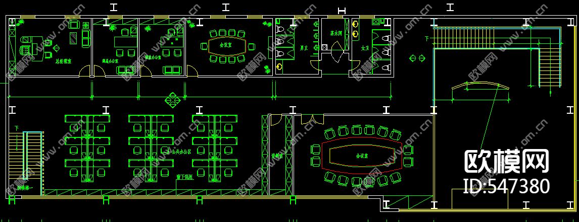 两层办公楼装修施工图下载（渲染图2）