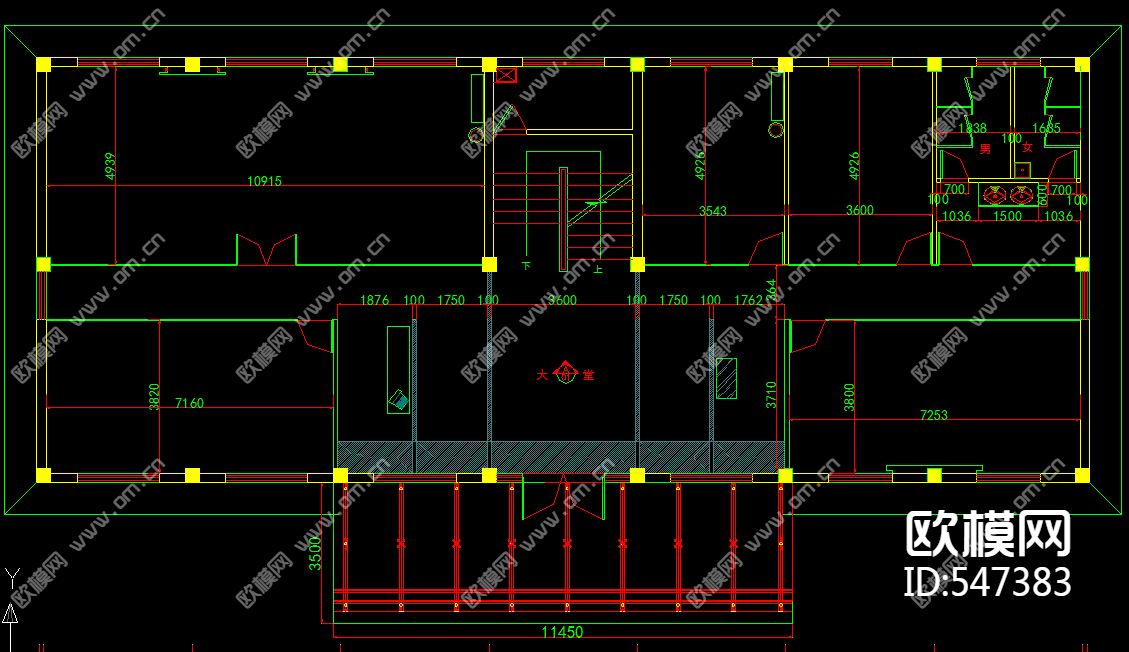 整层办公楼平面布置图下载（渲染图2）