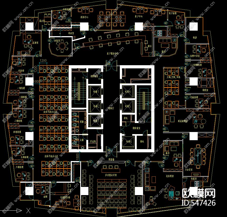 保险公司办公装修施工图下载（渲染图4）