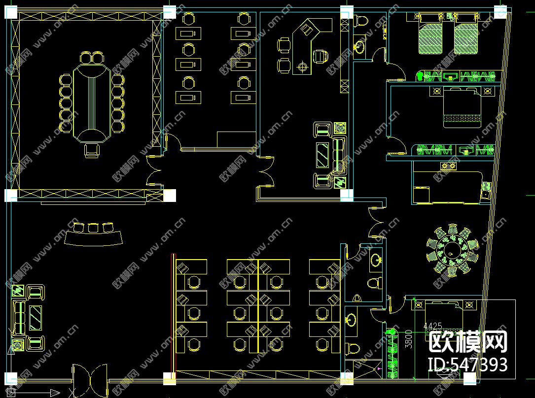 办公楼大堂装饰施工图下载（渲染图3）