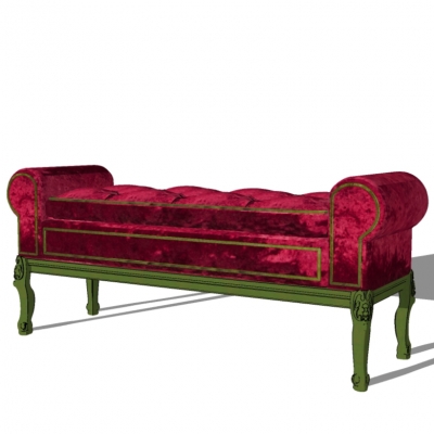  欧式床尾凳脚凳su模型 