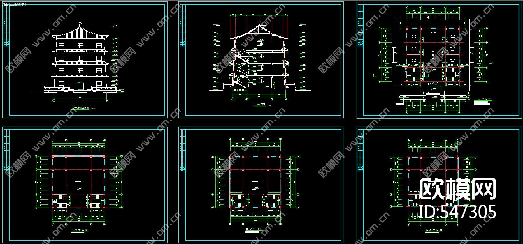 古建筑佛塔施工图下载（渲染图1）