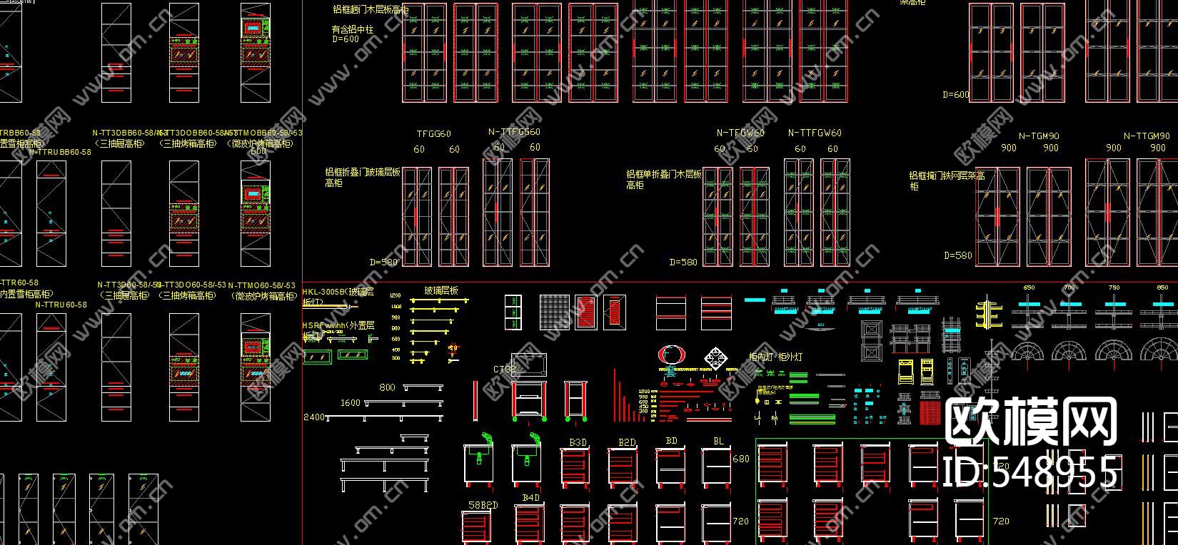 橱柜常用CAD图例大全下载（渲染图3）